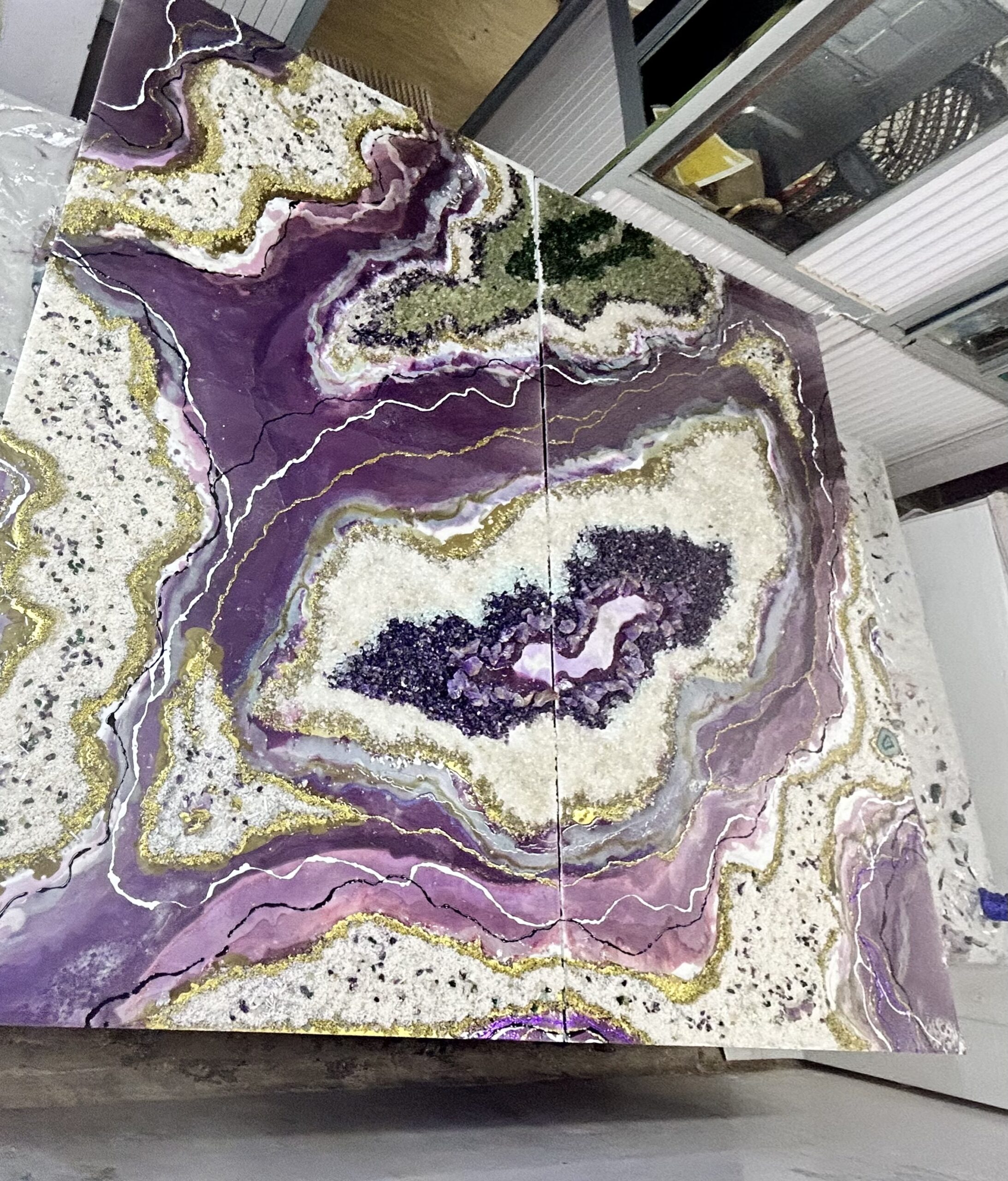 amethyst & emerald geode wall art amethyst & emerald geode wall art