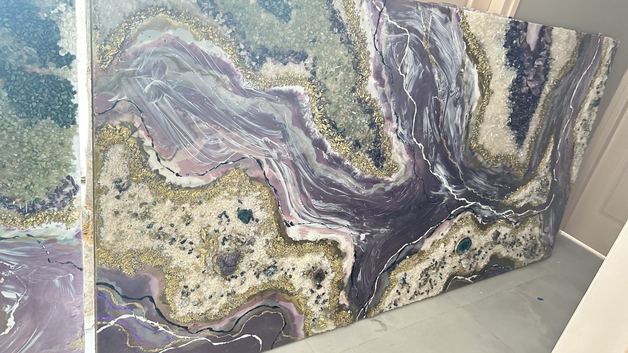 amethyst & emerald geode wall art amethyst & emerald geode wall art