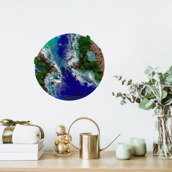 emerald coast – forest & ocean resin geode wall art