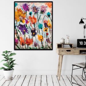 blazing petals – expressionist floral wall art