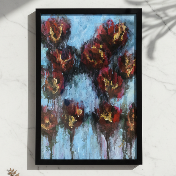 blazing petals – expressionist floral wall art