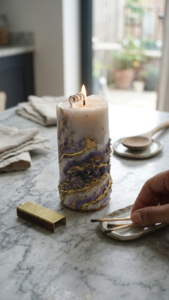 amethyst crystal artistic candle