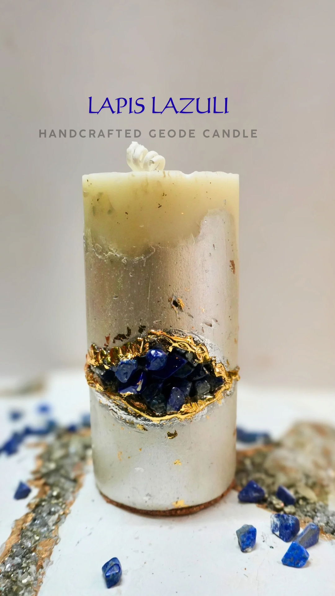 lapis lazuli crystal handmade candle | luxury geode art candle lapis lazuli crystal handmade candle | luxury geode art candle
