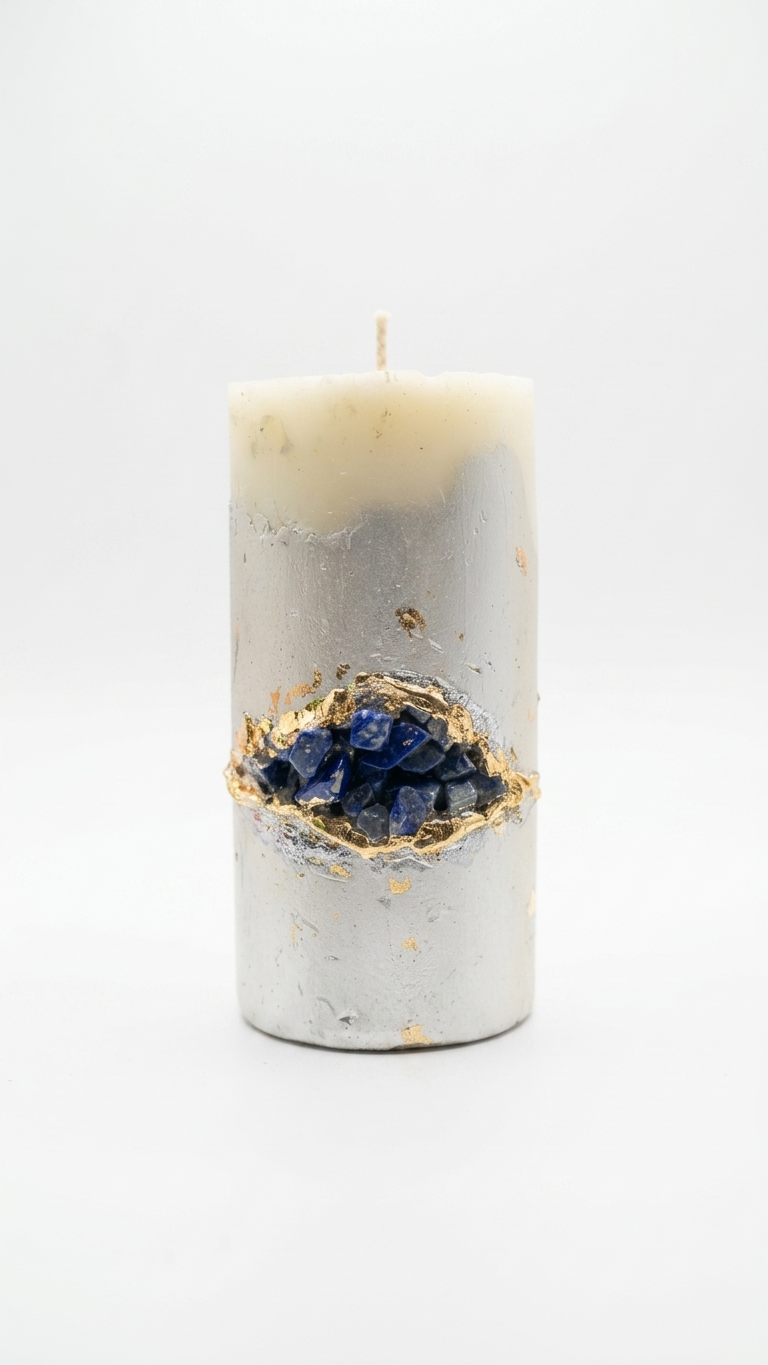 lapis lazuli crystal handmade candle | luxury geode art candle lapis lazuli crystal handmade candle | luxury geode art candle