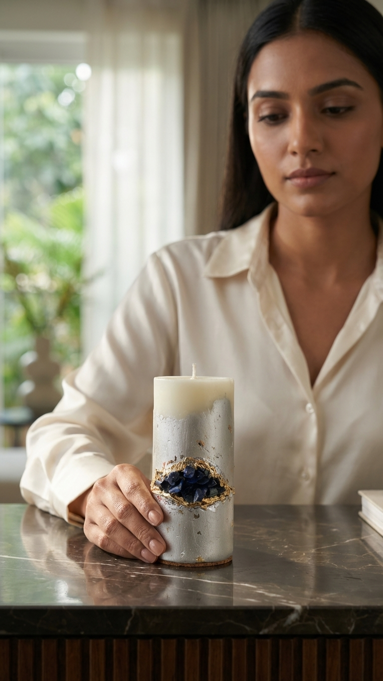 lapis lazuli crystal handmade candle | luxury geode art candle lapis lazuli crystal handmade candle | luxury geode art candle