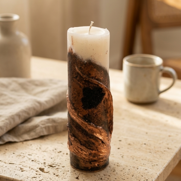 rose gold artistic candle