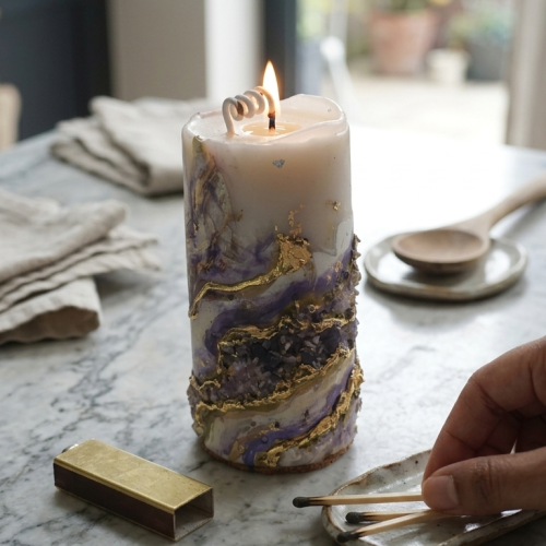amethyst crystal artistic candle