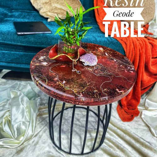 Home abalone luxe resin tray – pastel sea turquoise with gold handles