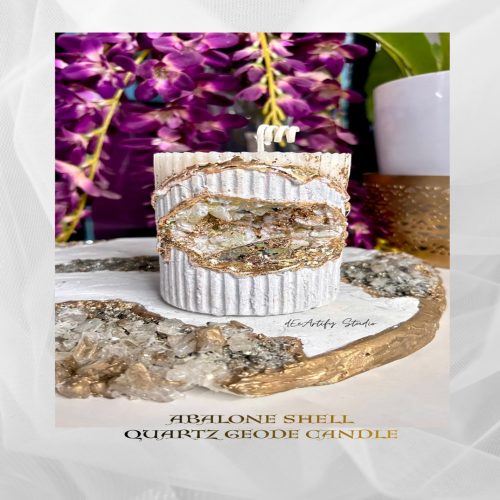 resized abalone shells quartz geode candle